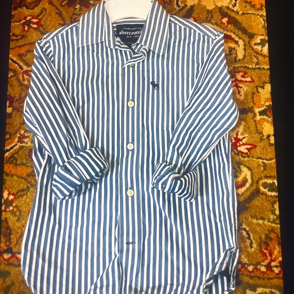 Abercrombie blue and white stripped shirt